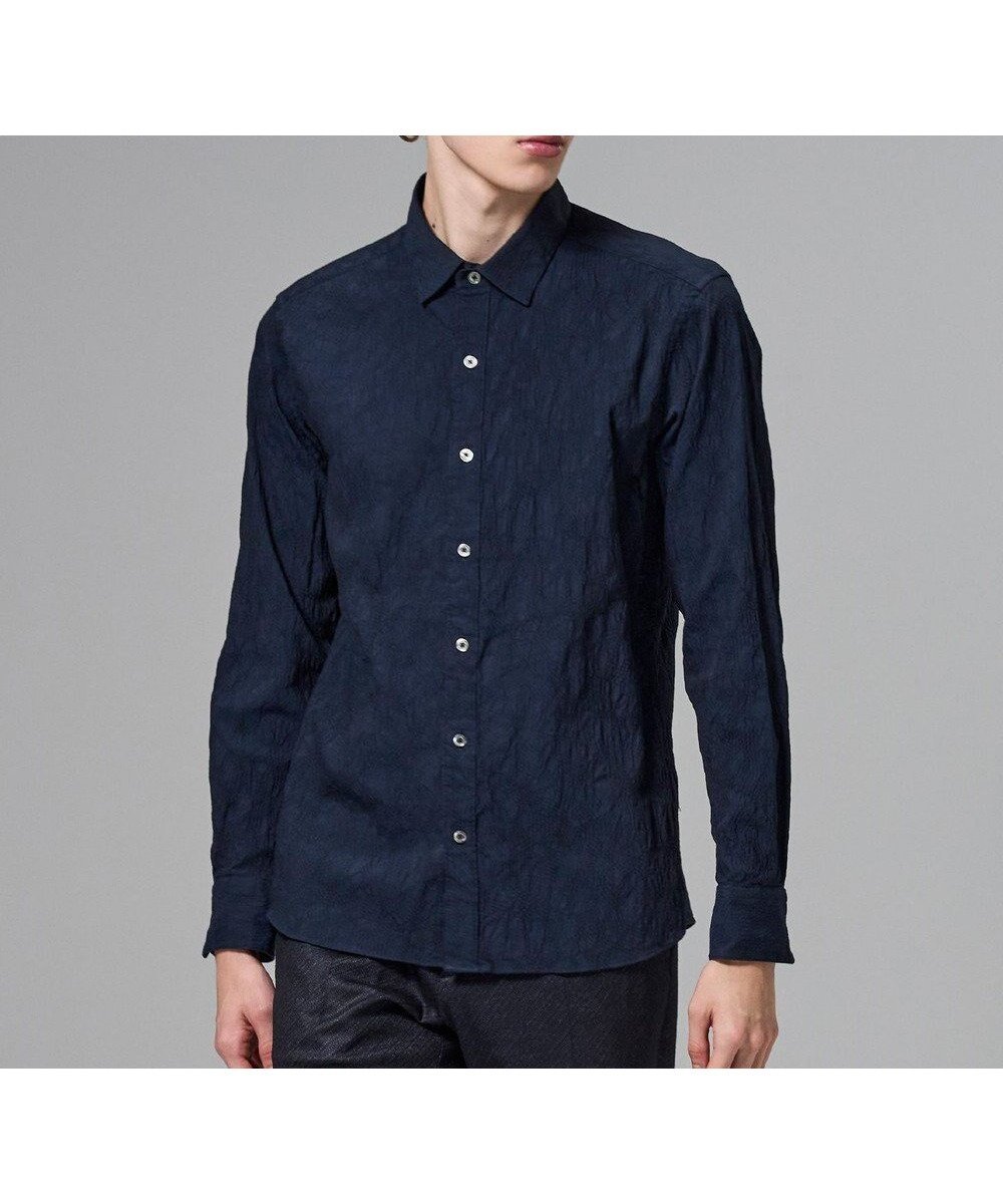 【ジョゼフ オム/JOSEPH HOMME / MEN】の【ストレッチ】アブストラクトジャガードストレッチ レギュラーカラーシャツ インテリア・キッズ・メンズ・レディースファッション・服の通販 founy(ファニー) ファッション Fashion メンズファッション Fashion for Men トップス・カットソー Cut & Sew Tops メンズシャツ Shirts シェイプ Shape, Slim Fit シンプル Simple, Minimal ジャケット Jacket, Outerwear ストレッチ Stretch, Stretchy Fabric 長袖 Long Sleeve, Full Sleeve A/W・秋冬 Autumn/Winter S/S・春夏 SS, Spring/Summer, Warm Season 夏 Summer ネイビー系|ID: prp329100004800152 ipo3291000000034826439