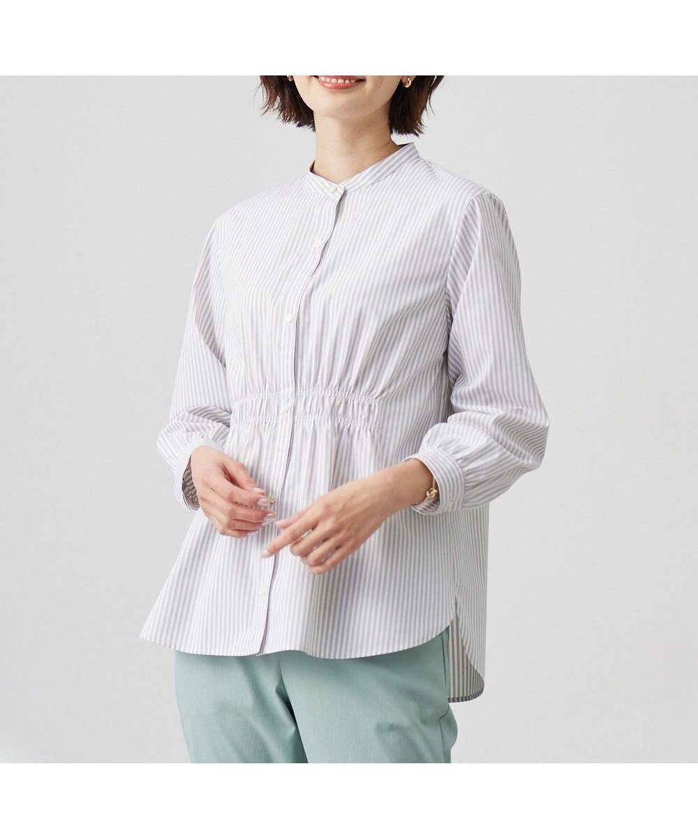 【ジェイ プレス/J.PRESS】の【洗える・接触冷感・UVケア】エステネージュストライプ シャーリング ブラウス インテリア・キッズ・メンズ・レディースファッション・服の通販 founy(ファニー) ファッション Fashion レディースファッション Fashion for Women トップス・カットソー Cut & Sew Tops シャツ・ブラウス・オフィスカジュアル Elegant Blouses & Button-Ups ギャザー Gathered, Ruffled シャーリング Shirring, Ruched リラックス Relax, Relaxed Fit ワイド Wide, Wide Fit エレガント 上品 Elegant 夏 Summer 春 Spring S/S・春夏 SS, Spring/Summer, Warm Season 洗える Machine Washable グレーストライプ系|ID: prp329100004800155 ipo3291000000034826464
