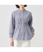 【ジェイ プレス/J.PRESS】の【洗える・接触冷感・UVケア】エステネージュストライプ シャーリング ブラウス ホワイト×ネイビーギンガム系|ID: prp329100004800155 ipo3291000000034826466