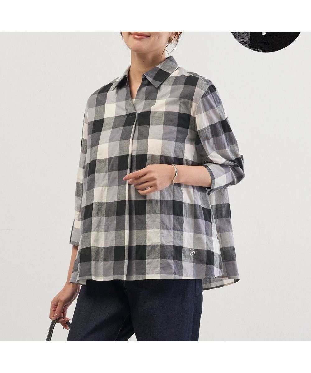 【ジェイ プレス/J.PRESS】の【完全受注生産】ブラウスカスタマイズ プルオーバー インテリア・キッズ・メンズ・レディースファッション・服の通販 founy(ファニー) 　ファッション　Fashion　レディースファッション　Fashion for Women　トップス・カットソー　Cut & Sew Tops　シャツ・ブラウス・オフィスカジュアル　Elegant Blouses & Button-Ups　カジュアルプルオーバー・ニットトップス　Pullovers & Knit Tops / Casual Pullovers　春　Spring　カフス　Cuff Design　キュプラ　Cupro, Eco Fabric　ストライプ　Stripe, Striped Pattern　ストレッチ　Stretch, Stretchy Fabric　タオル　Towel, Bath Towel　タートルネック　Turtleneck, High Neck　チェック　Check, Plaid, Tartan　トレンド　Trend, Trending Now　ハンカチ　Handkerchief, Hanky　バランス　Balance, Style Balance　モノトーン　Monotone, Black and White　ワイド　Wide, Wide Fit　ワッシャー　Washer, Crinkled Finish　S/S・春夏　SS, Spring/Summer, Warm Season　おすすめ　Recommended / Our Picks　夏　Summer　ブランドロゴ×モノトーンチェック系|ID: prp329100004800195 ipo3291000000034826621