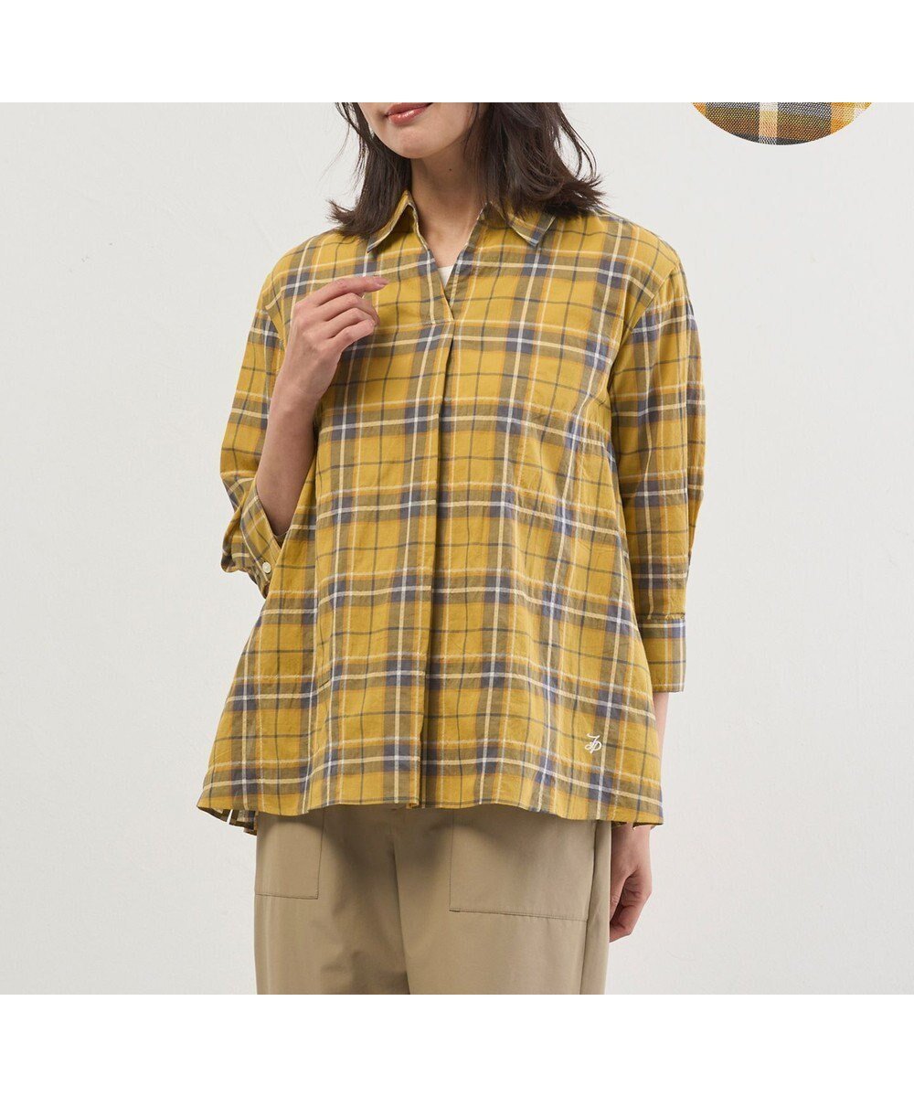 【ジェイ プレス/J.PRESS】の【完全受注生産】ブラウスカスタマイズ プルオーバー インテリア・キッズ・メンズ・レディースファッション・服の通販 founy(ファニー) 　ファッション　Fashion　レディースファッション　Fashion for Women　トップス・カットソー　Cut & Sew Tops　シャツ・ブラウス・オフィスカジュアル　Elegant Blouses & Button-Ups　カジュアルプルオーバー・ニットトップス　Pullovers & Knit Tops / Casual Pullovers　春　Spring　カフス　Cuff Design　キュプラ　Cupro, Eco Fabric　ストライプ　Stripe, Striped Pattern　ストレッチ　Stretch, Stretchy Fabric　タオル　Towel, Bath Towel　タートルネック　Turtleneck, High Neck　チェック　Check, Plaid, Tartan　トレンド　Trend, Trending Now　ハンカチ　Handkerchief, Hanky　バランス　Balance, Style Balance　モノトーン　Monotone, Black and White　ワイド　Wide, Wide Fit　ワッシャー　Washer, Crinkled Finish　S/S・春夏　SS, Spring/Summer, Warm Season　おすすめ　Recommended / Our Picks　夏　Summer　ブランドロゴ×イエローチェック系|ID: prp329100004800195 ipo3291000000034826625