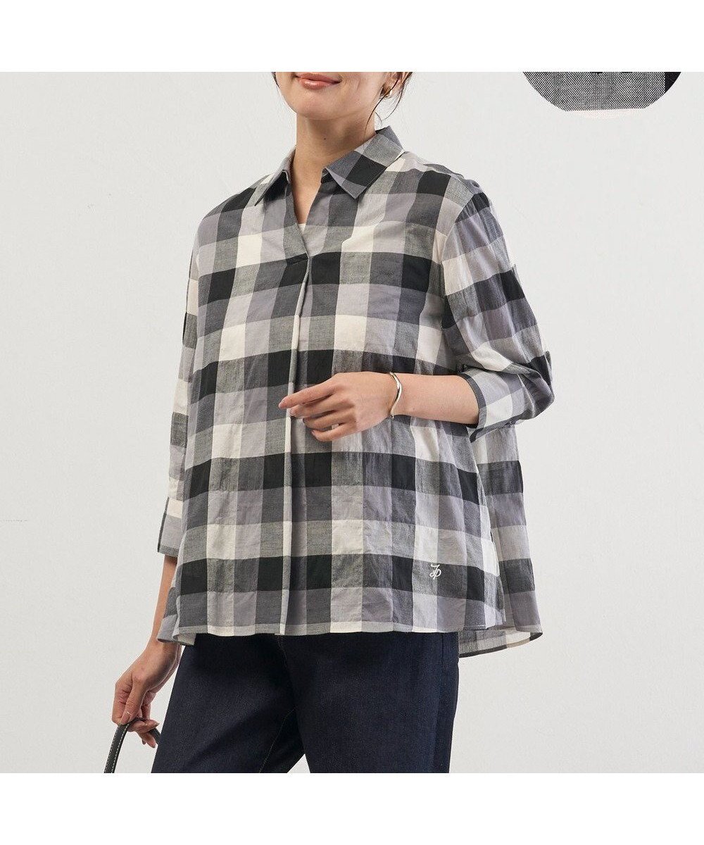 【ジェイ プレス/J.PRESS】の【完全受注生産】ブラウスカスタマイズ プルオーバー インテリア・キッズ・メンズ・レディースファッション・服の通販 founy(ファニー) 　ファッション　Fashion　レディースファッション　Fashion for Women　トップス・カットソー　Cut & Sew Tops　シャツ・ブラウス・オフィスカジュアル　Elegant Blouses & Button-Ups　カジュアルプルオーバー・ニットトップス　Pullovers & Knit Tops / Casual Pullovers　春　Spring　カフス　Cuff Design　キュプラ　Cupro, Eco Fabric　ストライプ　Stripe, Striped Pattern　ストレッチ　Stretch, Stretchy Fabric　タオル　Towel, Bath Towel　タートルネック　Turtleneck, High Neck　チェック　Check, Plaid, Tartan　トレンド　Trend, Trending Now　ハンカチ　Handkerchief, Hanky　バランス　Balance, Style Balance　モノトーン　Monotone, Black and White　ワイド　Wide, Wide Fit　ワッシャー　Washer, Crinkled Finish　S/S・春夏　SS, Spring/Summer, Warm Season　おすすめ　Recommended / Our Picks　夏　Summer　ハンサムダン×モノトーンチェック系|ID: prp329100004800195 ipo3291000000034826628