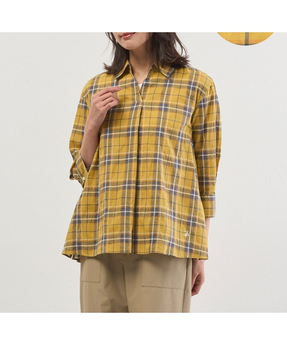 【ジェイ プレス/J.PRESS】の【完全受注生産】ブラウスカスタマイズ プルオーバー インテリア・キッズ・メンズ・レディースファッション・服の通販 founy(ファニー) 　ファッション　Fashion　レディースファッション　Fashion for Women　トップス・カットソー　Cut & Sew Tops　シャツ・ブラウス・オフィスカジュアル　Elegant Blouses & Button-Ups　カジュアルプルオーバー・ニットトップス　Pullovers & Knit Tops / Casual Pullovers　春　Spring　カフス　Cuff Design　キュプラ　Cupro, Eco Fabric　ストライプ　Stripe, Striped Pattern　ストレッチ　Stretch, Stretchy Fabric　タオル　Towel, Bath Towel　タートルネック　Turtleneck, High Neck　チェック　Check, Plaid, Tartan　トレンド　Trend, Trending Now　ハンカチ　Handkerchief, Hanky　バランス　Balance, Style Balance　モノトーン　Monotone, Black and White　ワイド　Wide, Wide Fit　ワッシャー　Washer, Crinkled Finish　S/S・春夏　SS, Spring/Summer, Warm Season　おすすめ　Recommended / Our Picks　夏　Summer　ハンサムダン×イエローチェック系|ID: prp329100004800195 ipo3291000000034826631