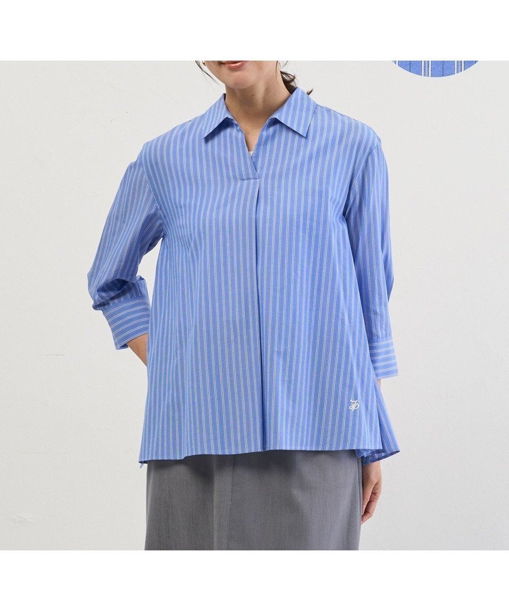 【ジェイ プレス/J.PRESS】の【完全受注生産】ブラウスカスタマイズ プルオーバー インテリア・キッズ・メンズ・レディースファッション・服の通販 founy(ファニー) 　ファッション　Fashion　レディースファッション　Fashion for Women　トップス・カットソー　Cut & Sew Tops　シャツ・ブラウス・オフィスカジュアル　Elegant Blouses & Button-Ups　カジュアルプルオーバー・ニットトップス　Pullovers & Knit Tops / Casual Pullovers　春　Spring　カフス　Cuff Design　キュプラ　Cupro, Eco Fabric　ストライプ　Stripe, Striped Pattern　ストレッチ　Stretch, Stretchy Fabric　タオル　Towel, Bath Towel　タートルネック　Turtleneck, High Neck　チェック　Check, Plaid, Tartan　トレンド　Trend, Trending Now　ハンカチ　Handkerchief, Hanky　バランス　Balance, Style Balance　モノトーン　Monotone, Black and White　ワイド　Wide, Wide Fit　ワッシャー　Washer, Crinkled Finish　S/S・春夏　SS, Spring/Summer, Warm Season　おすすめ　Recommended / Our Picks　夏　Summer　ハンサムダン×ブルーストライプ系|ID: prp329100004800195 ipo3291000000034826632