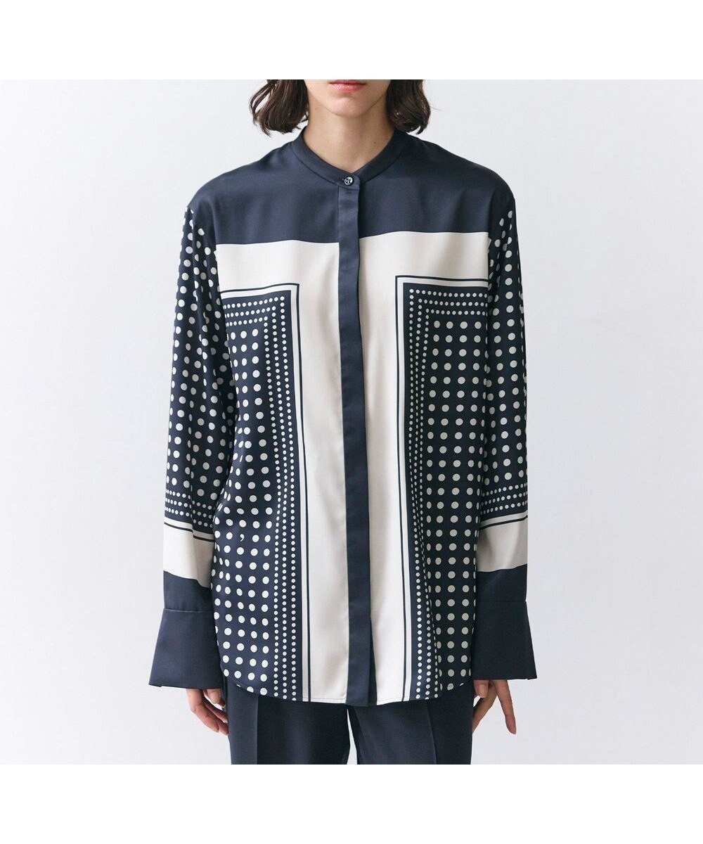 【ベイジ,/BEIGE,】のGADE / モノトーンドット柄バンドカラーブラウス 人気、トレンドファッション・服の通販 founy(ファニー) 　ファッション　Fashion　レディースファッション　Fashion for Women　トップス・カットソー　Cut & Sew Tops　シャツ・ブラウス・オフィスカジュアル　Elegant Blouses & Button-Ups　オケージョン　Occasion Wear　シンプル　Simple, Minimal　スカーフ　Scarf, Neckwear　セットアップ　Set-Up, Coordinated Outfit　ツイル　Twist, Twisted Detail　ドット　Polka Dot, Dot Pattern　ドレープ　Drape, Draping Fabric　プリント　Print, Printed Pattern　モノトーン　Monotone, Black and White　エレガント 上品　Elegant　夏　Summer　春　Spring　S/S・春夏　SS, Spring/Summer, Warm Season　洗える　Machine Washable　 other-1|ID: prp329100004800219 ipo3291000000034826724