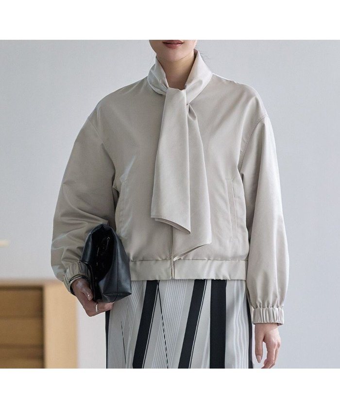 【アイシービー/iCB】の【2WAY】 ダルグロッシーサテン ボウタイ付きブルゾン インテリア・キッズ・メンズ・レディースファッション・服の通販 founy(ファニー) https://founy.com/ ファッション Fashion レディースファッション Fashion for Women アウター Coat / Outerwear Collection レディースジャケット・軽アウター Jackets ブルゾンジャケット・スポーティアウター Blouson Jackets エレガント 上品 Elegant 春 Spring コンシャス Conscious, Bodycon サテン Satin, Glossy Fabric ジャケット Jacket, Outerwear ドレープ Drape, Draping Fabric ブルゾン Blouson, Bomber Jacket メンズ Men's, Menswear S/S・春夏 SS, Spring/Summer, Warm Season 夏 Summer 2026年 2026 |ID: prp329100004801477 ipo3291000000035860403