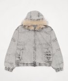 【ウィゴー/WEGO / MEN】のファーフードスラッシュデニムブルゾン グレー|ID: prp329100004802826 ipo3291000000034846159