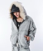【ウィゴー/WEGO】の【ユニセックス着用ITEM】ファーフードスラッシュデニムブルゾン グレー|ID: prp329100004802826 ipo3291000000035202493