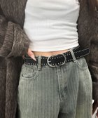 【ウィゴー/WEGO】のLダブルリングスタッズベルト ブラック|ID: prp329100004802866 ipo3291000000034846365