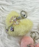 【ウィゴー/WEGO】のファーハートビーズチャームキーホルダー イエロー|ID: prp329100004803944 ipo3291000000034854083
