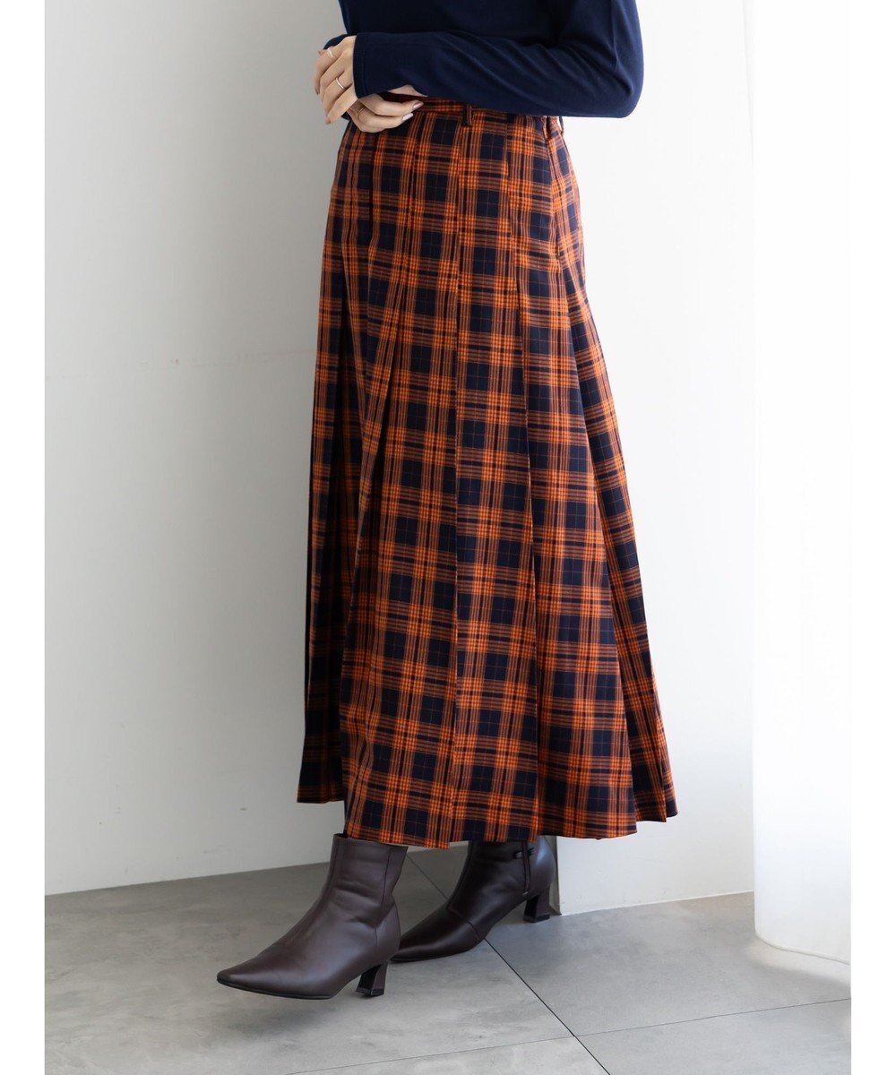 【テチチ/Te chichi】のチェックアソートロングプリーツスカート インテリア・キッズ・メンズ・レディースファッション・服の通販 founy(ファニー) 　ファッション　Fashion　レディースファッション　Fashion for Women　スカート　Skirts　プリーツスカート / 上品フェミニンスタイル　Pleated Skirts　クラシカル　Classical, Vintage-Inspired　チェック　Check, Plaid, Tartan　プリーツ　Pleats, Pleated　ロング　Long, Long-Length　夏　Summer　S/S・春夏　SS, Spring/Summer, Warm Season　無地　Plain, Solid Color　A/W・秋冬　Autumn/Winter　オレンジ|ID: prp329100004805022 ipo3291000000035590370