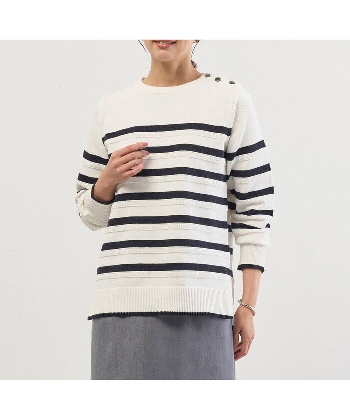 【ジェイ プレス/J.PRESS】のCotton Polyester カラーボーダー ニット インテリア・キッズ・メンズ・レディースファッション・服の通販 founy(ファニー) https://founy.com/ ファッション Fashion レディースファッション Fashion for Women トップス・カットソー Cut & Sew Tops ニット Knit Tops & Sweaters インナー Innerwear 春 Spring ストレート Straight, Straight Cut スリット Slit, Slit Detail セーター Sweater, Knitwear ボーダー Border, Stripe S/S・春夏 SS, Spring/Summer, Warm Season 夏 Summer |ID: prp329100004805026 ipo3291000000034863995