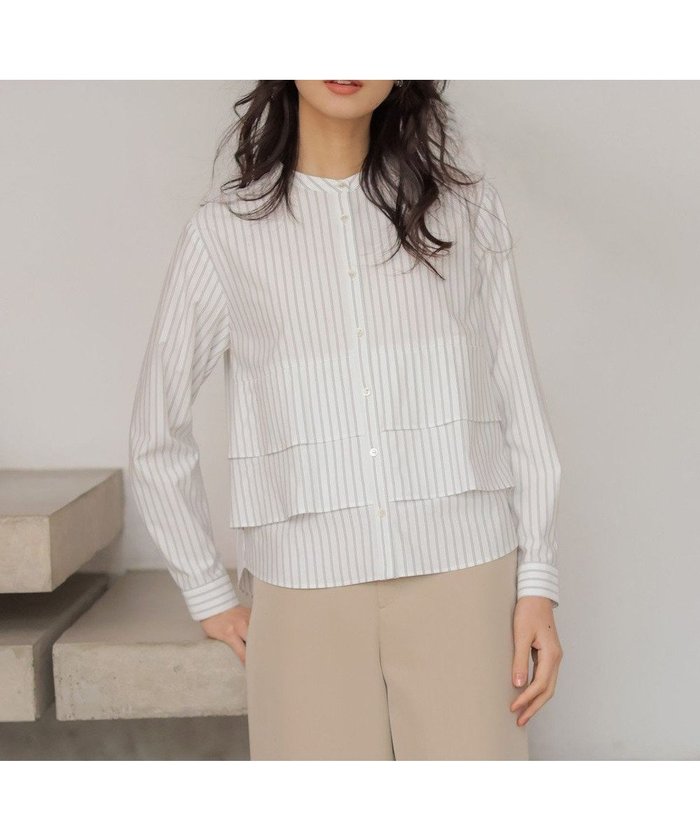 【ジェイ プレス/J.PRESS】のストライプジャージー フリル カットソー インテリア・キッズ・メンズ・レディースファッション・服の通販 founy(ファニー) https://founy.com/ ファッション Fashion レディースファッション Fashion for Women トップス・カットソー Cut & Sew Tops シャツ・ブラウス・オフィスカジュアル Elegant Blouses & Button-Ups ロングTシャツ・Tシャツ Longline T-Shirts & Tees カットソー・ベーシックTシャツ Cut-and-Sewn Tops / Stretch Tees & Basics 春 Spring カットソー Cut and Sewn Top ストライプ Stripe, Striped Pattern ストレッチ Stretch, Stretchy Fabric フォーマル Formal, Dressy フリル Frill, Ruffle フロント Front, Front Design S/S・春夏 SS, Spring/Summer, Warm Season 夏 Summer エレガント 上品 Elegant |ID: prp329100004805028 ipo3291000000035698428