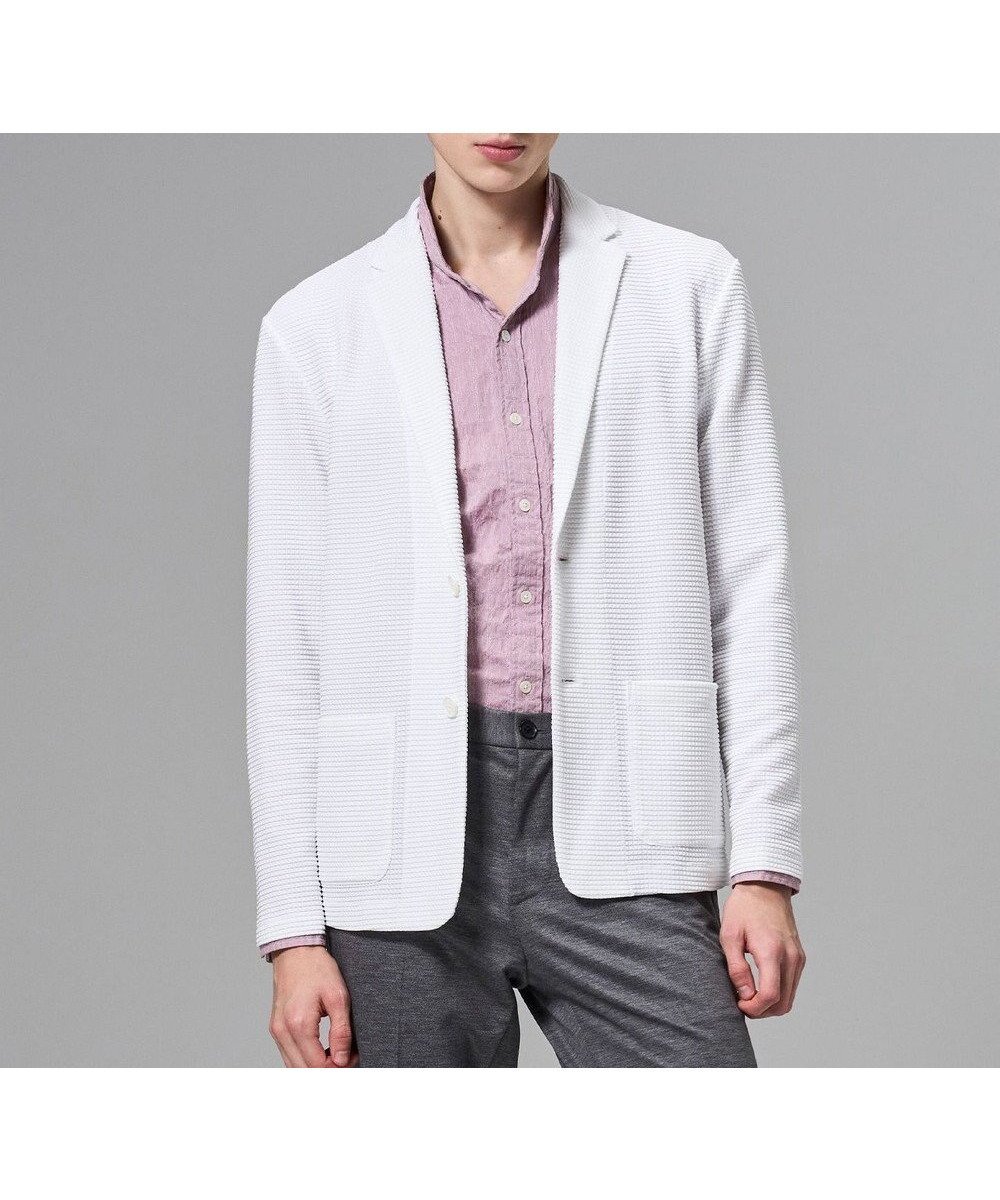 【ジョゼフ オム/JOSEPH HOMME / MEN】の【オリジナル素材】ライトタックジャージー カットソージャケット インテリア・キッズ・メンズ・レディースファッション・服の通販 founy(ファニー) 　ファッション　Fashion　メンズファッション　Fashion for Men　アウター　Men's Coats Outerwear　テーラードジャケット　Tailored Jackets & Blazers　アンサンブル　Ensemble Set　春　Spring　シンプル　Simple, Minimal　ジャケット　Jacket, Outerwear　スリム　Slim, Slim Fit　セットアップ　Set-Up, Coordinated Outfit　定番　Standard, Basic Item　パッチ　Patch, Appliqué　ベーシック　Basic, Essential　ポケット　Pocket, Pocket Detail　S/S・春夏　SS, Spring/Summer, Warm Season　夏　Summer　ホワイト系|ID: prp329100004806226 ipo3291000000034875978
