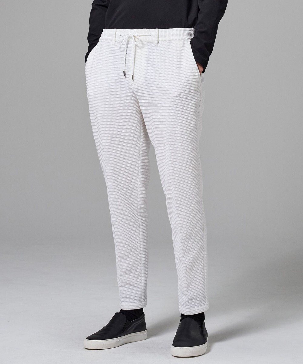 【ジョゼフ オム/JOSEPH HOMME / MEN】の【オリジナル素材 /ウエストゴム仕様】ライトタックジャージー ドロスト付テーパードパンツ / PEGG CONVERTIBLE インテリア・キッズ・メンズ・レディースファッション・服の通販 founy(ファニー) 　ファッション　Fashion　メンズファッション　Fashion for Men　ボトムス　Bottoms　アンサンブル　Ensemble Set　春　Spring　シンプル　Simple, Minimal　セットアップ　Set-Up, Coordinated Outfit　テーパード　Tapered, Tapered Pants　ドローコード　Drawcord, Drawstring Cord　定番　Standard, Basic Item　ポケット　Pocket, Pocket Detail　ループ　Loop, Loop Knit　レギュラー　Regular, Standard Fit　S/S・春夏　SS, Spring/Summer, Warm Season　夏　Summer　ホワイト系|ID: prp329100004806229 ipo3291000000034875990