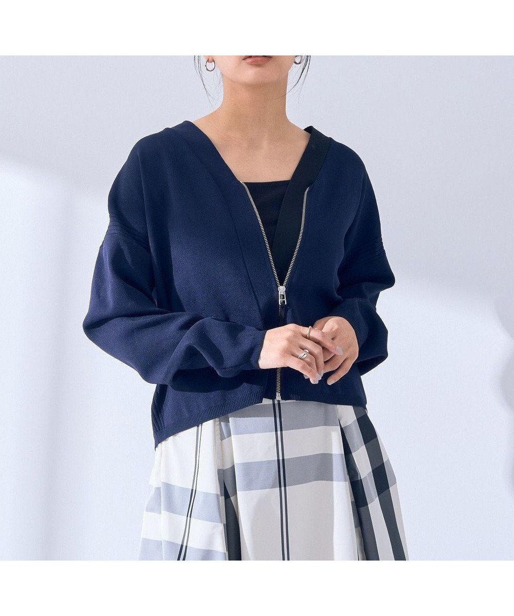 【イェッカ ヴェッカ/YECCA VECCA】の配色VネックZIPカーディガン インテリア・キッズ・メンズ・レディースファッション・服の通販 founy(ファニー) ファッション Fashion レディースファッション Fashion for Women トップス・カットソー Cut & Sew Tops カーディガン・羽織り Layered Style Cardigans Vネックトップス V-Neck Tops / V-Cut Neckline Shirts カーディガン Cardigan, Knitwear ジップアップ Zip-Up, Full Zip フロント Front, Front Design ポケット Pocket, Pocket Detail 夏 Summer 春 Spring S/S・春夏 SS, Spring/Summer, Warm Season Navy|ID: prp329100004806238 ipo3291000000034876018