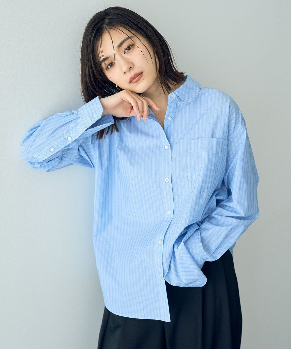 【イェッカ ヴェッカ/YECCA VECCA】のイージーケアオーバーシャツ インテリア・キッズ・メンズ・レディースファッション・服の通販 founy(ファニー) ファッション Fashion レディースファッション Fashion for Women トップス・カットソー Cut & Sew Tops シャツ・ブラウス・オフィスカジュアル Elegant Blouses & Button-Ups おすすめ Recommended / Our Picks ポケット Pocket, Pocket Detail 夏 Summer 春 Spring S/S・春夏 SS, Spring/Summer, Warm Season Stripe Blue|ID: prp329100004806239 ipo3291000000034876021