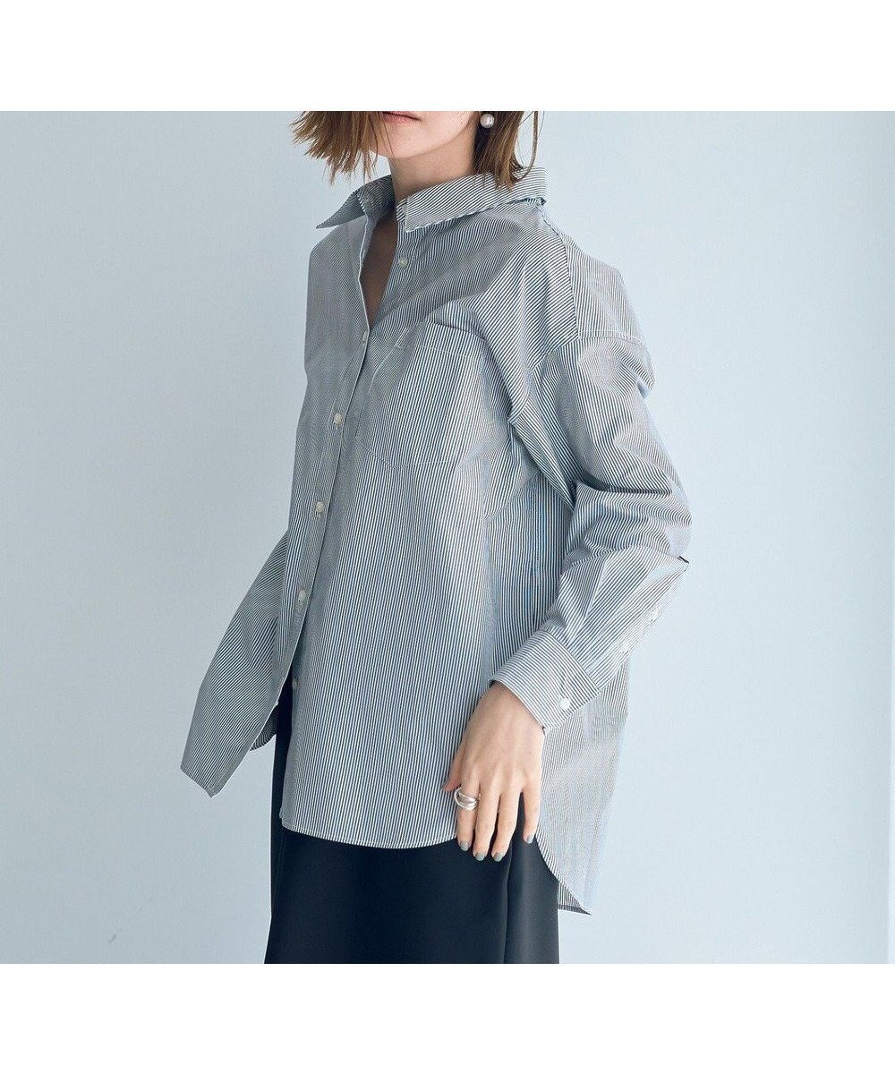 【イェッカ ヴェッカ/YECCA VECCA】のイージーケアオーバーシャツ インテリア・キッズ・メンズ・レディースファッション・服の通販 founy(ファニー) ファッション Fashion レディースファッション Fashion for Women トップス・カットソー Cut & Sew Tops シャツ・ブラウス・オフィスカジュアル Elegant Blouses & Button-Ups おすすめ Recommended / Our Picks ポケット Pocket, Pocket Detail 夏 Summer 春 Spring S/S・春夏 SS, Spring/Summer, Warm Season Stripe Navy|ID: prp329100004806239 ipo3291000000034876023