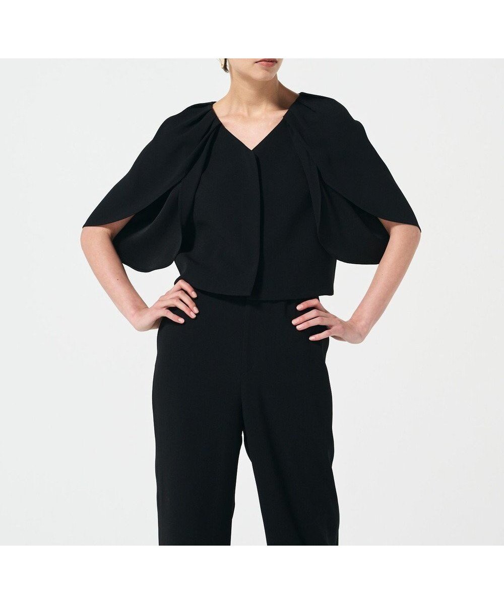 【グレース コンチネンタル/GRACE CONTINENTAL】のケープスリーブトップ インテリア・キッズ・メンズ・レディースファッション・服の通販 founy(ファニー) ファッション Fashion レディースファッション Fashion for Women トップス・カットソー Cut & Sew Tops おすすめ Recommended / Our Picks サテン Satin, Glossy Fabric サロペット Overalls, Salopette スリーブ Sleeve, Long Sleeve / Short Sleeve フロント Front, Front Design ラップ Wrap, Wrap Design エレガント 上品 Elegant 夏 Summer S/S・春夏 SS, Spring/Summer, Warm Season A/W・秋冬 Autumn/Winter ブラック|ID: prp329100004806250 ipo3291000000034876090