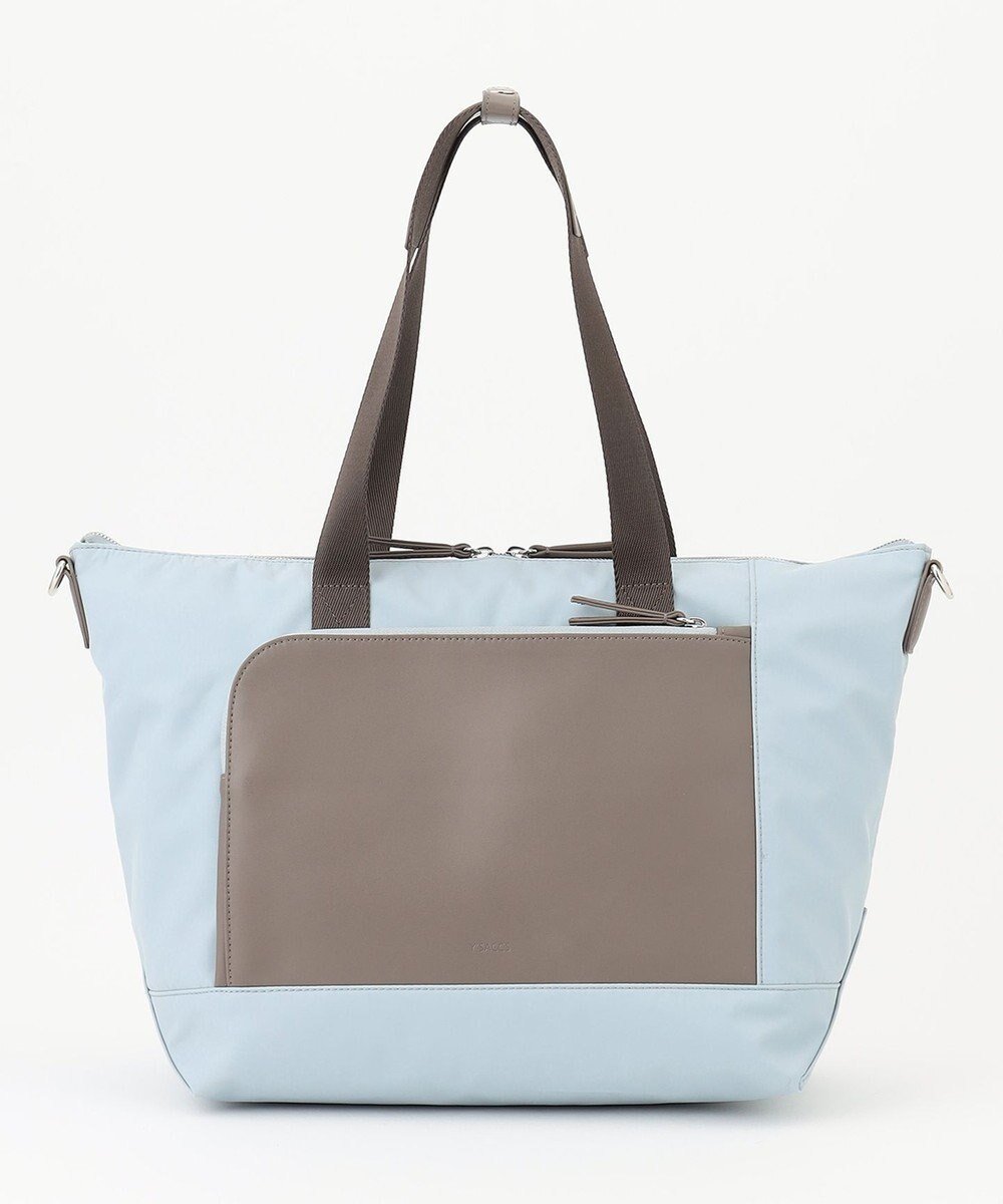 【イザック/Y'SACCS】のナイロン×リサイクルレザー コンビマルチトート インテリア・キッズ・メンズ・レディースファッション・服の通販 founy(ファニー) ファッション Fashion レディースファッション Fashion for Women バッグ Bags スクエア Square, Square Shape スマート Smart, Elegant トラベル Travel, Travel Gear バランス Balance, Style Balance フロント Front, Front Design ポケット Pocket, Pocket Detail ライトブルー|ID: prp329100004806350 ipo3291000000034876999