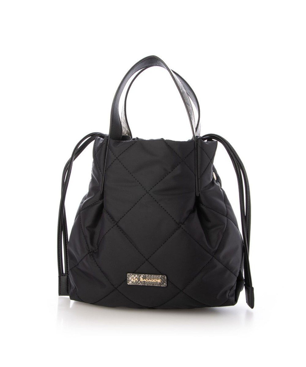 【ラ バガジェリー/LA BAGAGERIE】のドローストリング×キルト2WAYトート SSサイズ インテリア・キッズ・メンズ・レディースファッション・服の通販 founy(ファニー) 　ファッション　Fashion　レディースファッション　Fashion for Women　バッグ　Bags　キルティング　Quilted, Quilting　キルト　Quilt, Quilted Fabric　スマート　Smart, Elegant　タフタ　Taffeta, Structured Fabric　トレンド　Trend, Trending Now　ドローストリング　Drawstring, Pull Cord　パイソン　Python, Snakeskin Pattern　フェイクレザー　Faux Leather, PU Leather　ポケット　Pocket, Pocket Detail　マグネット　Magnet, Magnetic Closure　人気　Popular, Best Seller　軽量　Lightweight, Ultra Light　ブラック|ID: prp329100004807610 ipo3291000000034887452