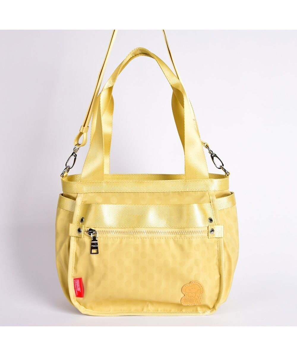 【イザック/Y'SACCS】の【PEANUTSコラボ】SNOOPY(スヌーピー) Polka Dots 2WAYトート インテリア・キッズ・メンズ・レディースファッション・服の通販 founy(ファニー) 　ファッション　Fashion　レディースファッション　Fashion for Women　バッグ　Bags　コラボ　Collaboration, Collab　ジャカード／ジャガード　Jacquard, Woven Pattern　ドット　Polka Dot, Dot Pattern　パッチ　Patch, Appliqué　ポケット　Pocket, Pocket Detail　イエロー|ID: prp329100004807644 ipo3291000000034887683