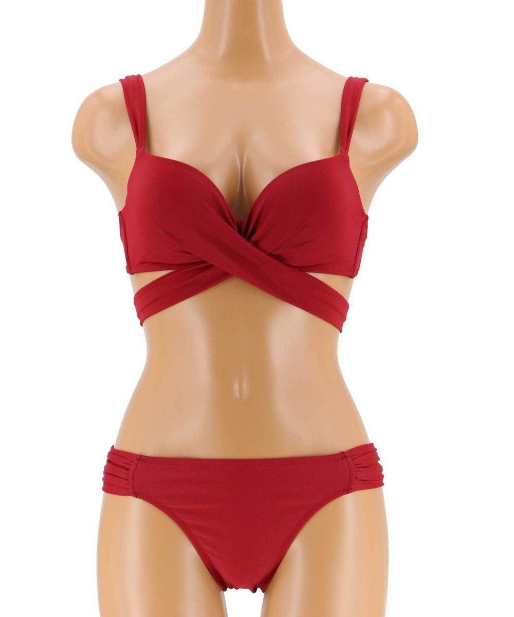 【三愛水着楽園/San-ai Resort】の【San-ai Resort(サンアイリゾート)】ダブルアップクロスビキニ インテリア・キッズ・メンズ・レディースファッション・服の通販 founy(ファニー) 　ファッション　Fashion　レディースファッション　Fashion for Women　水着　Swimwear　レディース水着・ビーチウェア　Swimwear & Beachwear　夏　Summer　定番　Standard, Basic Item　S/S・春夏　SS, Spring/Summer, Warm Season　水着　Swimsuit, Swimwear　無地　Plain, Solid Color　A/W・秋冬　Autumn/Winter　ボルドー|ID: prp329100004807669 ipo3291000000034887900