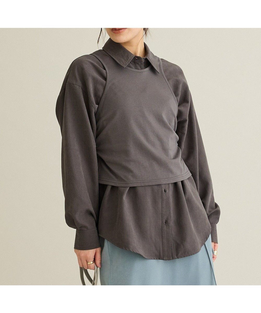 【クラフトスタンダードブティック/CRAFT STANDARD BOUTIQUE】の2点セット/レイヤードタンクトップシャツ インテリア・キッズ・メンズ・レディースファッション・服の通販 founy(ファニー) 　ファッション　Fashion　レディースファッション　Fashion for Women　トップス・カットソー　Cut & Sew Tops　シャツ・ブラウス・オフィスカジュアル　Elegant Blouses & Button-Ups　アクセサリー　Fashion Accessories　ショート　Short, Short Length　スラックス　Slacks, Dress Pants　タンク　Tank Top, Sleeveless Top　デニム　Denim, Jeans Material　ポケット　Pocket, Pocket Detail　ロング　Long, Long-Length　A/W・秋冬　Autumn/Winter　エレガント 上品　Elegant　Charcoal Gray|ID: prp329100004807687 ipo3291000000034888032
