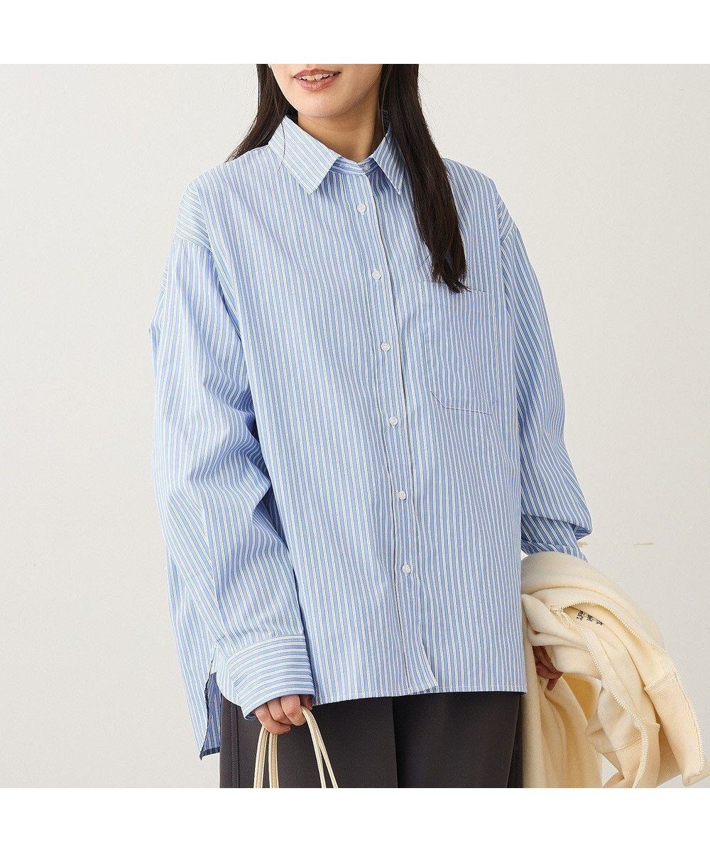 【クラフトスタンダードブティック/CRAFT STANDARD BOUTIQUE】のレギュラーカラーオーバーサイズシャツ インテリア・キッズ・メンズ・レディースファッション・服の通販 founy(ファニー) 　ファッション　Fashion　レディースファッション　Fashion for Women　トップス・カットソー　Cut & Sew Tops　シャツ・ブラウス・オフィスカジュアル　Elegant Blouses & Button-Ups　カッティング　Cutting Detail　カーディガン　Cardigan, Knitwear　スウェット / スエット　Sweatshirt, Sweatwear　ストライプ　Stripe, Striped Pattern　スポーティ　Sporty, Casual Athletic　タートル　Turtleneck, Turtle Collar　定番　Standard, Basic Item　プリーツ　Pleats, Pleated　ボックス　Boxy, Box Shape　ポケット　Pocket, Pocket Detail　ミックス　Mix, Mixed Style　ラウンド　Round, Round Neck　リラックス　Relax, Relaxed Fit　レギュラー　Regular, Standard Fit　ロング　Long, Long-Length　A/W・秋冬　Autumn/Winter　おすすめ　Recommended / Our Picks　Sax|ID: prp329100004807723 ipo3291000000034888374