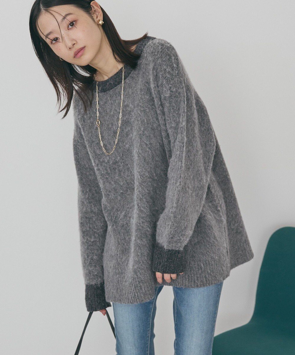 【アメリカンホリック/AMERICAN HOLIC】の起毛バイカラーニットプルオーバー インテリア・キッズ・メンズ・レディースファッション・服の通販 founy(ファニー) 　ファッション　Fashion　レディースファッション　Fashion for Women　トップス・カットソー　Cut & Sew Tops　ニット　Knit Tops & Sweaters　カジュアルプルオーバー・ニットトップス　Pullovers & Knit Tops / Casual Pullovers　アメリカン　American Style　シンプル　Simple, Minimal　スタイリッシュ　Stylish, Fashionable　スリット　Slit, Slit Detail　セーター　Sweater, Knitwear　フォルム　Silhouette, Form　ボトム　Bottoms, Lower Wear　ポケット　Pocket, Pocket Detail　リラックス　Relax, Relaxed Fit　A/W・秋冬　Autumn/Winter　おすすめ　Recommended / Our Picks　Charcoal Gray|ID: prp329100004807741 ipo3291000000034888446