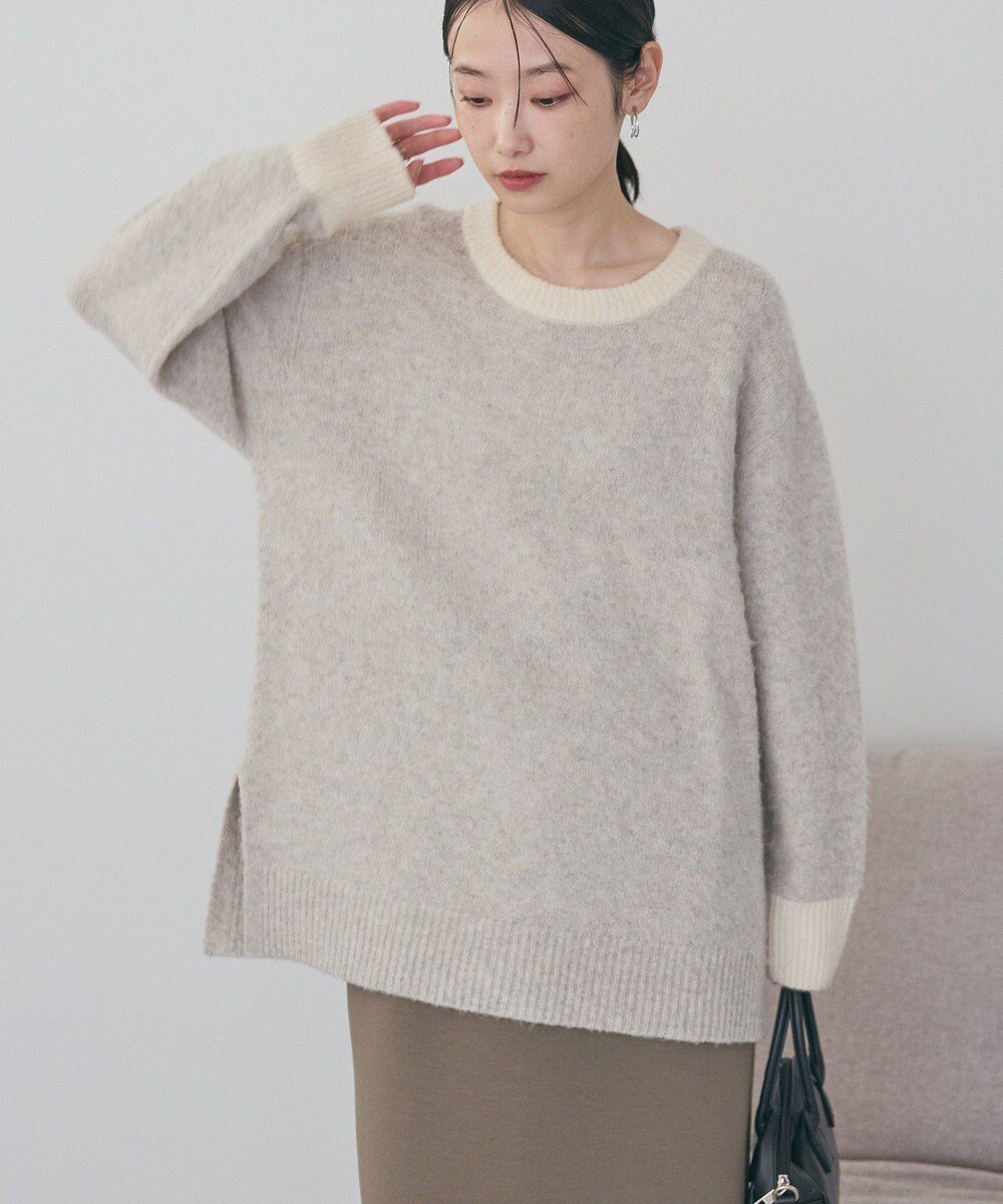 【アメリカンホリック/AMERICAN HOLIC】の起毛バイカラーニットプルオーバー インテリア・キッズ・メンズ・レディースファッション・服の通販 founy(ファニー) 　ファッション　Fashion　レディースファッション　Fashion for Women　トップス・カットソー　Cut & Sew Tops　ニット　Knit Tops & Sweaters　カジュアルプルオーバー・ニットトップス　Pullovers & Knit Tops / Casual Pullovers　アメリカン　American Style　シンプル　Simple, Minimal　スタイリッシュ　Stylish, Fashionable　スリット　Slit, Slit Detail　セーター　Sweater, Knitwear　フォルム　Silhouette, Form　ボトム　Bottoms, Lower Wear　ポケット　Pocket, Pocket Detail　リラックス　Relax, Relaxed Fit　A/W・秋冬　Autumn/Winter　おすすめ　Recommended / Our Picks　Beige|ID: prp329100004807741 ipo3291000000034888447