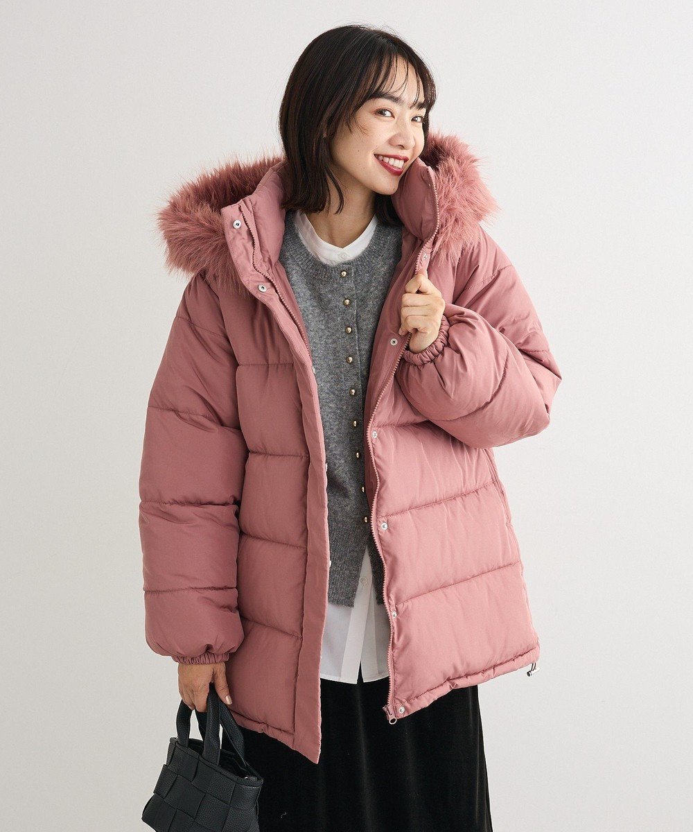 【グリーンパークス/Green Parks】の・swing by ファイバーダウンベルト付コート インテリア・キッズ・メンズ・レディースファッション・服の通販 founy(ファニー) 　ファッション　Fashion　レディースファッション　Fashion for Women　アウター　Coat / Outerwear Collection　コート・ロングコート・ピーコート　Long Coats, Peacoats & More　レディースジャケット・軽アウター　Jackets　ベルト&ウエストマーク　Belts & Waist Accessories　おすすめ　Recommended / Our Picks　ジャケット　Jacket, Outerwear　ダウン　Down, Puffer　フェイクファー　Faux Fur, Imitation Fur　ポケット　Pocket, Pocket Detail　エレガント 上品　Elegant　今季　This Season, Current Season　A/W・秋冬　Autumn/Winter　Dark Pink|ID: prp329100004807834 ipo3291000000035775577