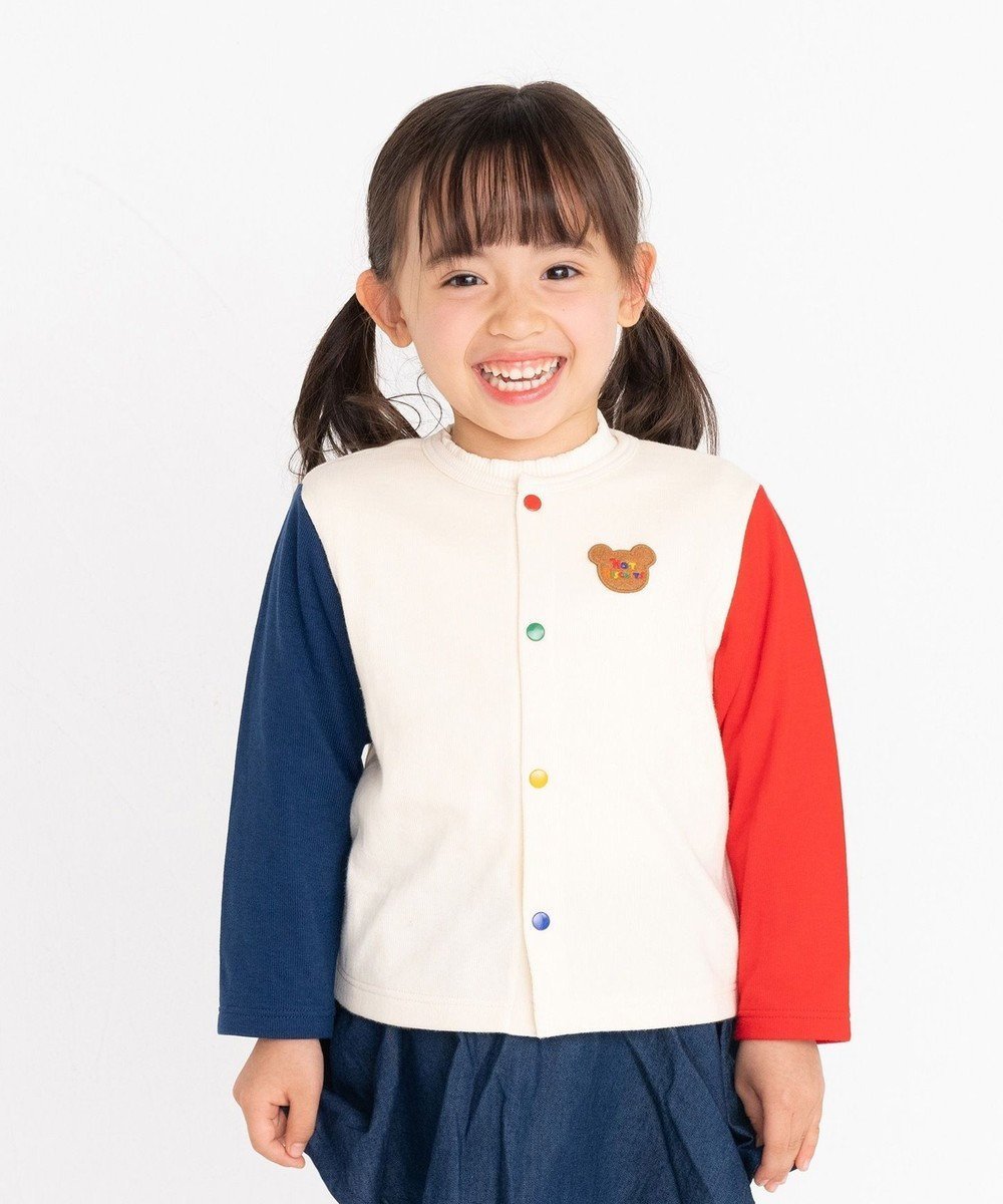 【ミキハウスホットビスケッツ/MIKI HOUSE HOT BISCUITS / KIDS】の【70-110cm】 接結天竺素材 ワンポイントカーディガン インテリア・キッズ・メンズ・レディースファッション・服の通販 founy(ファニー) 　ファッション　Fashion　キッズファッション　Fashion for Kids　トップス・カットソー　Cut & Sew Tops　カーディガン　Cardigan, Knitwear　トレーナー　Sweatshirt, Trainer　ワンポイント　One Point, Statement Accent　冬　Winter / This Winter　A/W・秋冬　Autumn/Winter　長袖　Long Sleeve, Full Sleeve　マルチカラー|ID: prp329100004808785 ipo3291000000034898143