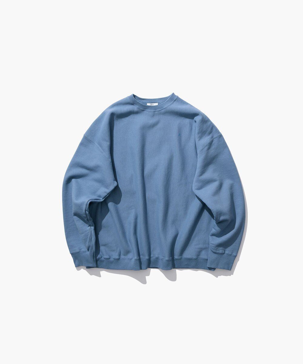 【エイトン/ATON】のNATURAL DYED URAKE オーバーサイズスウェットシャツ - UNISEX インテリア・キッズ・メンズ・レディースファッション・服の通販 founy(ファニー) 　ファッション　Fashion　レディースファッション　Fashion for Women　トップス・カットソー　Cut & Sew Tops　シャツ・ブラウス・オフィスカジュアル　Elegant Blouses & Button-Ups　レディースパーカー・カジュアルフーディー　Casual Hoodies & Sweatshirts　スウェット・クルーネックトップス　Sweatshirts & Crewnecks / Relaxed Fit Sweat Tops　ヴィンテージ　Vintage Style　春　Spring　スウェット / スエット　Sweatshirt, Sweatwear　トライアングル　Triangle, Triangular Shape　トレーナー　Sweatshirt, Trainer　定番　Standard, Basic Item　ベルベット　Velvet, Velvety　ユニセックス　Unisex, Genderless　S/S・春夏　SS, Spring/Summer, Warm Season　夏　Summer　BLUE|ID: prp329100004808790 ipo3291000000034898168