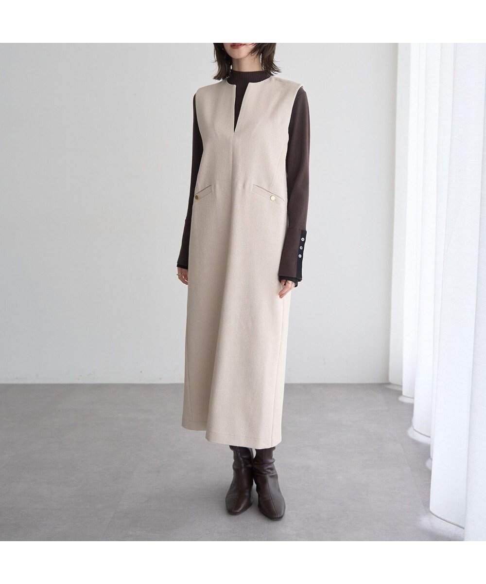 【イェッカ ヴェッカ/YECCA VECCA】のキーネックジャンスカ インテリア・キッズ・メンズ・レディースファッション・服の通販 founy(ファニー) 　ファッション　Fashion　レディースファッション　Fashion for Women　スカート　Skirts　クラシカル　Classical, Vintage-Inspired　ショート　Short, Short Length　シンプル　Simple, Minimal　ストレート　Straight, Straight Cut　ツイード　Twill, Twill Weave　ポケット　Pocket, Pocket Detail　A/W・秋冬　Autumn/Winter　Light Beige|ID: prp329100004808791 ipo3291000000034898171