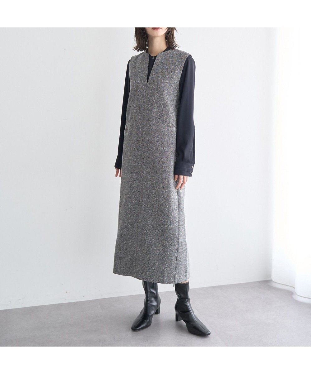 【イェッカ ヴェッカ/YECCA VECCA】のキーネックジャンスカ インテリア・キッズ・メンズ・レディースファッション・服の通販 founy(ファニー) 　ファッション　Fashion　レディースファッション　Fashion for Women　スカート　Skirts　クラシカル　Classical, Vintage-Inspired　ショート　Short, Short Length　シンプル　Simple, Minimal　ストレート　Straight, Straight Cut　ツイード　Twill, Twill Weave　ポケット　Pocket, Pocket Detail　A/W・秋冬　Autumn/Winter　Mix|ID: prp329100004808791 ipo3291000000034898172