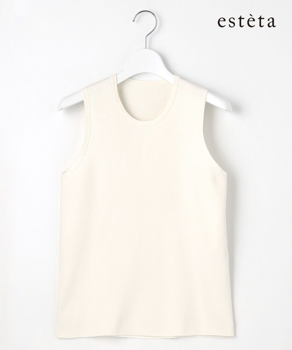 【23区/NIJYUSANKU】の【エステータ】コットンシルク ノースリーブニット インテリア・キッズ・メンズ・レディースファッション・服の通販 founy(ファニー) 　ファッション　Fashion　レディースファッション　Fashion for Women　トップス・カットソー　Cut & Sew Tops　ニット　Knit Tops & Sweaters　キャミソール&ノースリーブ　Camisoles & Sleeveless Tops　アメリカン　American Style　インナー　Innerwear　春　Spring　カットソー　Cut and Sewn Top　シルク　Silk, 100% Silk　スリーブ　Sleeve, Long Sleeve / Short Sleeve　セーター　Sweater, Knitwear　トレンド　Trend, Trending Now　ノースリーブ　Sleeveless, No-Sleeve　フィット　Fit, Slim Fit　ベーシック　Basic, Essential　ラグジュアリー　Luxury, Elegant　S/S・春夏　SS, Spring/Summer, Warm Season　夏　Summer　ホワイト系|ID: prp329100004811052 ipo3291000000034921645