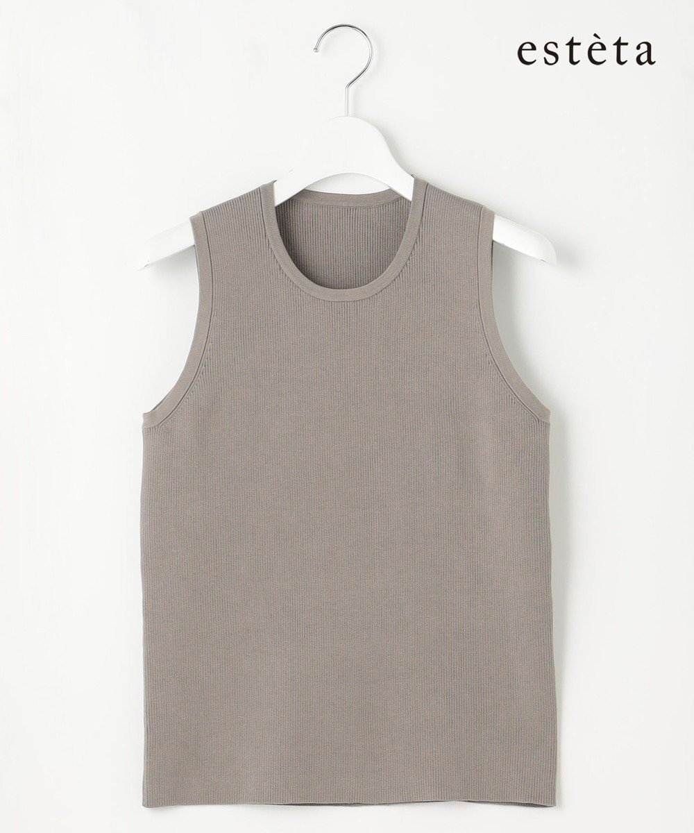 【23区/NIJYUSANKU】の【エステータ】コットンシルク ノースリーブニット インテリア・キッズ・メンズ・レディースファッション・服の通販 founy(ファニー) 　ファッション　Fashion　レディースファッション　Fashion for Women　トップス・カットソー　Cut & Sew Tops　ニット　Knit Tops & Sweaters　キャミソール&ノースリーブ　Camisoles & Sleeveless Tops　アメリカン　American Style　インナー　Innerwear　春　Spring　カットソー　Cut and Sewn Top　シルク　Silk, 100% Silk　スリーブ　Sleeve, Long Sleeve / Short Sleeve　セーター　Sweater, Knitwear　トレンド　Trend, Trending Now　ノースリーブ　Sleeveless, No-Sleeve　フィット　Fit, Slim Fit　ベーシック　Basic, Essential　ラグジュアリー　Luxury, Elegant　S/S・春夏　SS, Spring/Summer, Warm Season　夏　Summer　グレー系|ID: prp329100004811052 ipo3291000000034921646