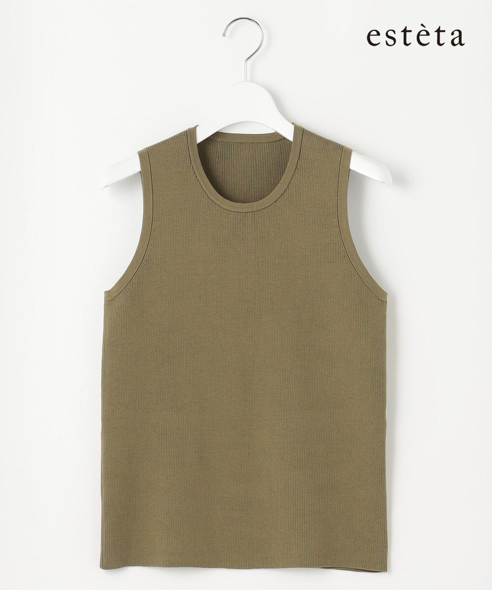 【23区/NIJYUSANKU】の【エステータ】コットンシルク ノースリーブニット インテリア・キッズ・メンズ・レディースファッション・服の通販 founy(ファニー) 　ファッション　Fashion　レディースファッション　Fashion for Women　トップス・カットソー　Cut & Sew Tops　ニット　Knit Tops & Sweaters　キャミソール&ノースリーブ　Camisoles & Sleeveless Tops　アメリカン　American Style　インナー　Innerwear　春　Spring　カットソー　Cut and Sewn Top　シルク　Silk, 100% Silk　スリーブ　Sleeve, Long Sleeve / Short Sleeve　セーター　Sweater, Knitwear　トレンド　Trend, Trending Now　ノースリーブ　Sleeveless, No-Sleeve　フィット　Fit, Slim Fit　ベーシック　Basic, Essential　ラグジュアリー　Luxury, Elegant　S/S・春夏　SS, Spring/Summer, Warm Season　夏　Summer　カーキ系|ID: prp329100004811052 ipo3291000000034921647