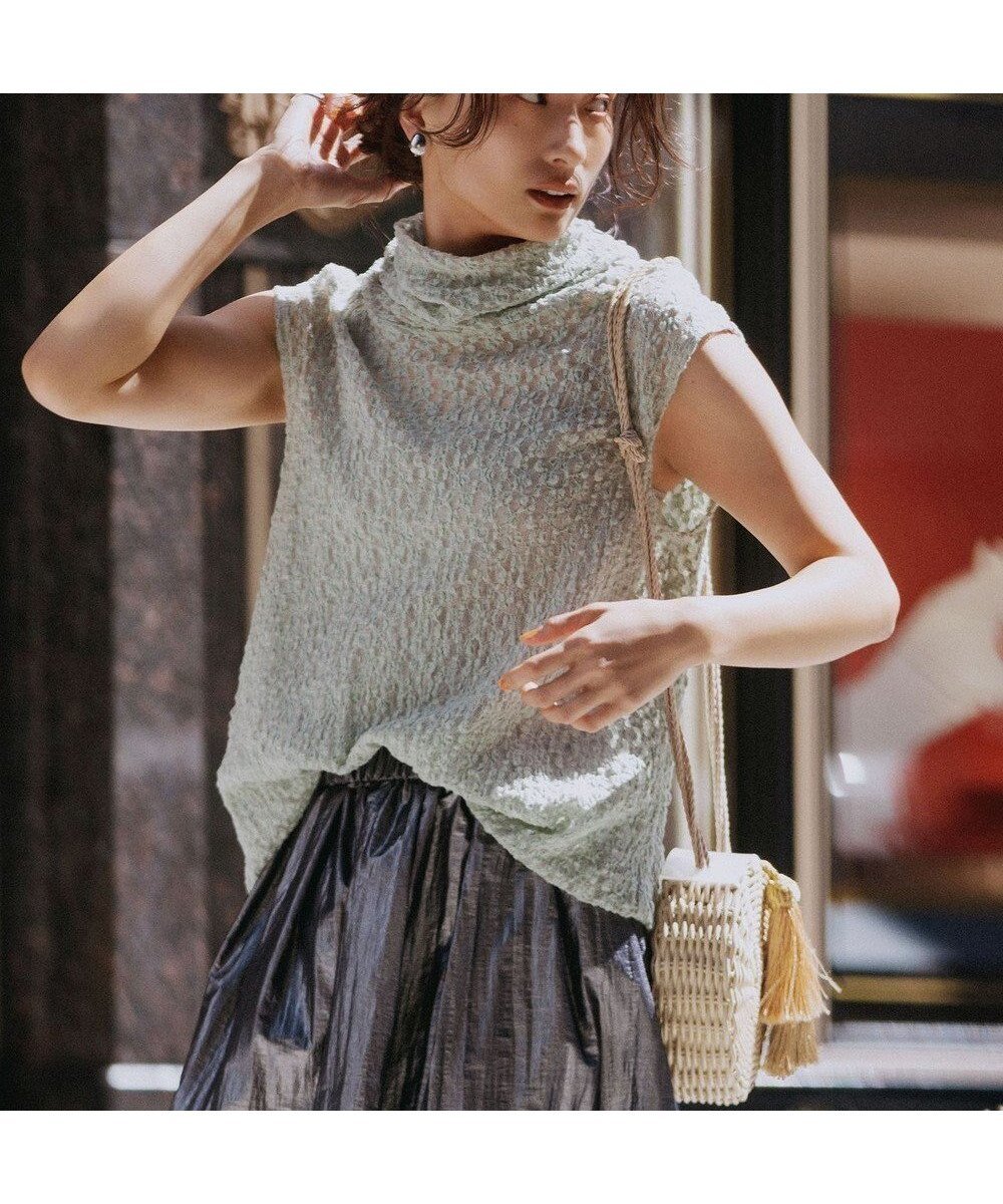 【ハッシュニュアンス/#Newans】のタートルネックレースブラウス インテリア・キッズ・メンズ・レディースファッション・服の通販 founy(ファニー) 　ファッション　Fashion　レディースファッション　Fashion for Women　トップス・カットソー　Cut & Sew Tops　シャツ・ブラウス・オフィスカジュアル　Elegant Blouses & Button-Ups　タートルネック・ハイネックトップス　Turtlenecks & High-Neck Tops　エレガント 上品　Elegant　シアー　Sheer, See-Through　ストレッチ　Stretch, Stretchy Fabric　タートルネック　Turtleneck, High Neck　モチーフ　Motif, Design Theme　ラッセル　Raschel, Raschel Lace　レース　Lace, Lace Fabric　夏　Summer　春　Spring　S/S・春夏　SS, Spring/Summer, Warm Season　ミント|ID: prp329100004811055 ipo3291000000034921655