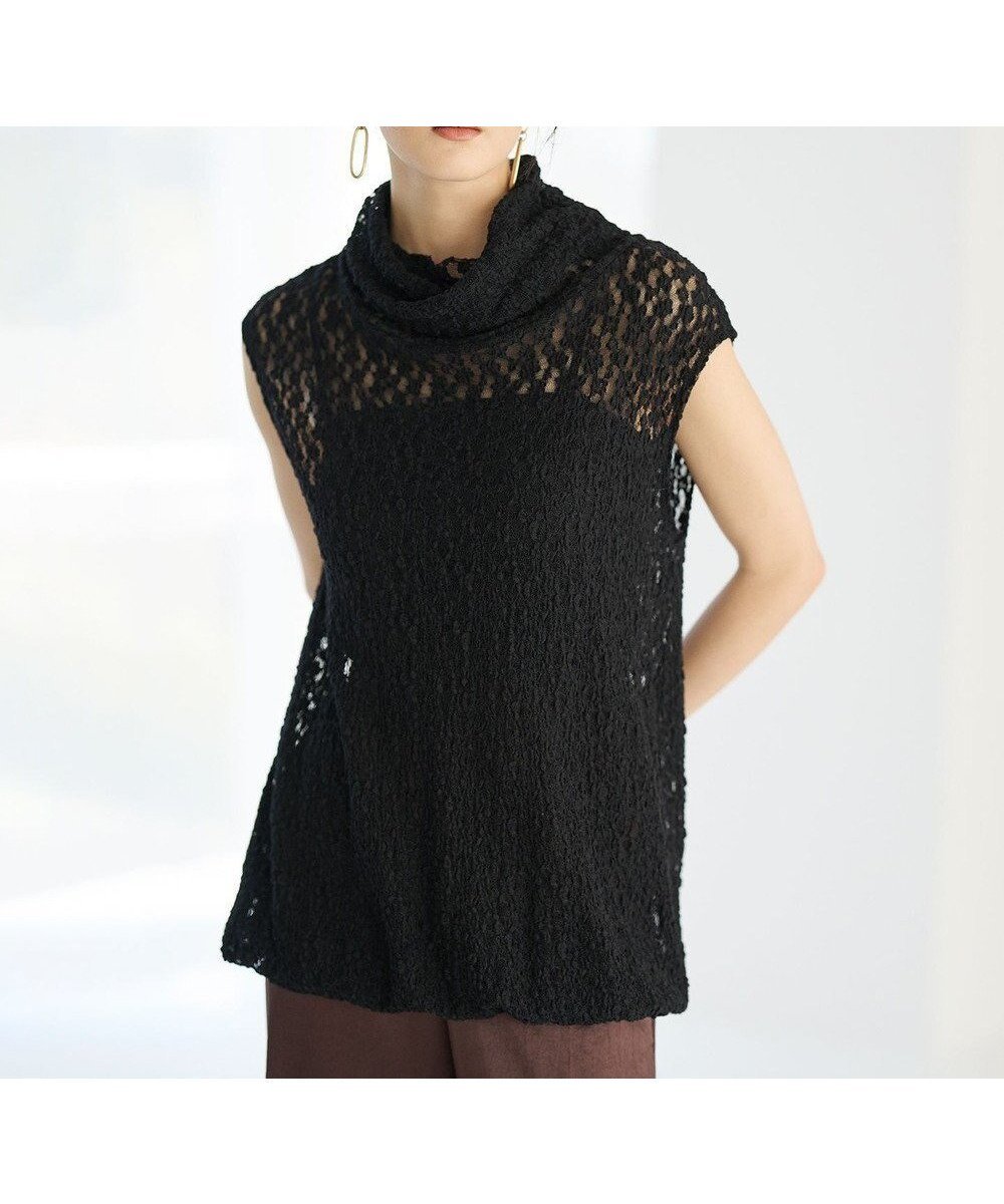 【ハッシュニュアンス/#Newans】のタートルネックレースブラウス インテリア・キッズ・メンズ・レディースファッション・服の通販 founy(ファニー) 　ファッション　Fashion　レディースファッション　Fashion for Women　トップス・カットソー　Cut & Sew Tops　シャツ・ブラウス・オフィスカジュアル　Elegant Blouses & Button-Ups　タートルネック・ハイネックトップス　Turtlenecks & High-Neck Tops　エレガント 上品　Elegant　シアー　Sheer, See-Through　ストレッチ　Stretch, Stretchy Fabric　タートルネック　Turtleneck, High Neck　モチーフ　Motif, Design Theme　ラッセル　Raschel, Raschel Lace　レース　Lace, Lace Fabric　夏　Summer　春　Spring　S/S・春夏　SS, Spring/Summer, Warm Season　ブラック|ID: prp329100004811055 ipo3291000000034921657