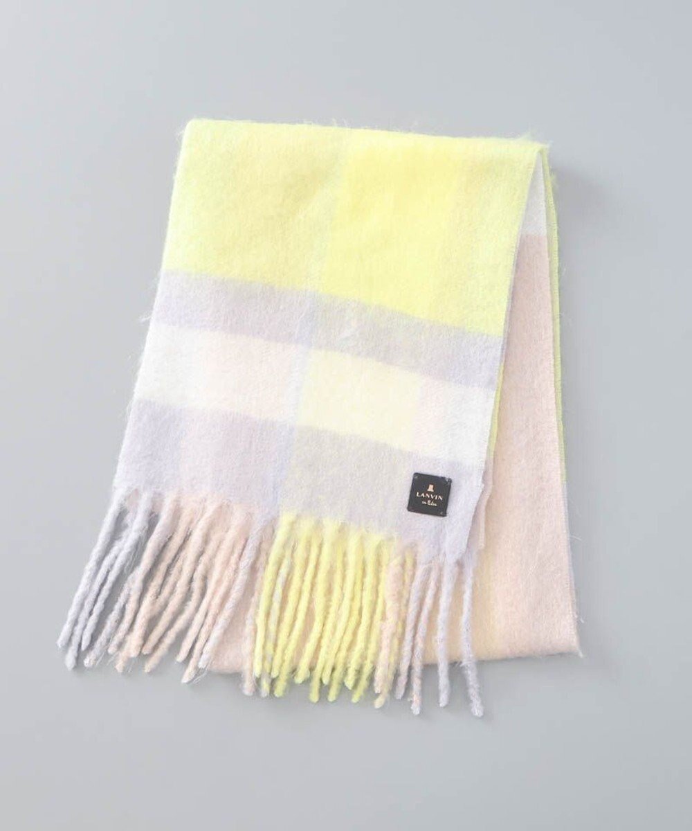 【アウロラ/AURORA】の【 LANVIN en Bleu (ランバン オン ブルー)】モコモコカラーブロックマフラー(WASH) インテリア・キッズ・メンズ・レディースファッション・服の通販 founy(ファニー) 　ファッション　Fashion　レディースファッション　Fashion for Women　マフラー・スヌード / 冬小物の定番　Scarves & Mufflers　スヌード　Snood, Infinity Scarf　パッチ　Patch, Appliqué　ブロック　Block, Solid Block Pattern　マフラー　Scarf, Muffler　ミックス　Mix, Mixed Style　A/W・秋冬　Autumn/Winter　ペールイエロー|ID: prp329100004811076 ipo3291000000034921738