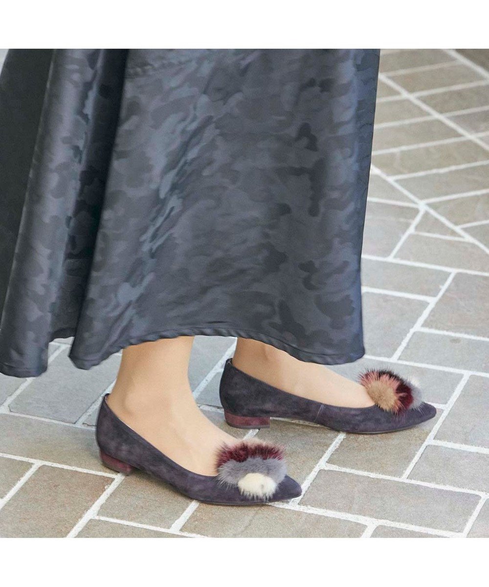 【モード エ ジャコモ/MODE ET JACOMO】のMODE ET JACOMO ファー付ポインテッドトゥフラットパンプス インテリア・キッズ・メンズ・レディースファッション・服の通販 founy(ファニー) 　ファッション　Fashion　レディースファッション　Fashion for Women　オケージョン　Occasion Wear　カラフル　Colorful Design　クール　Cool, Chic　グラデーション　Gradient, Ombre　シューズ　Shoes, Footwear　A/W・秋冬　Autumn/Winter　ビジネス 仕事 通勤　Business / Work / Commuting　ダークグレースエード|ID: prp329100004811098 ipo3291000000034921804