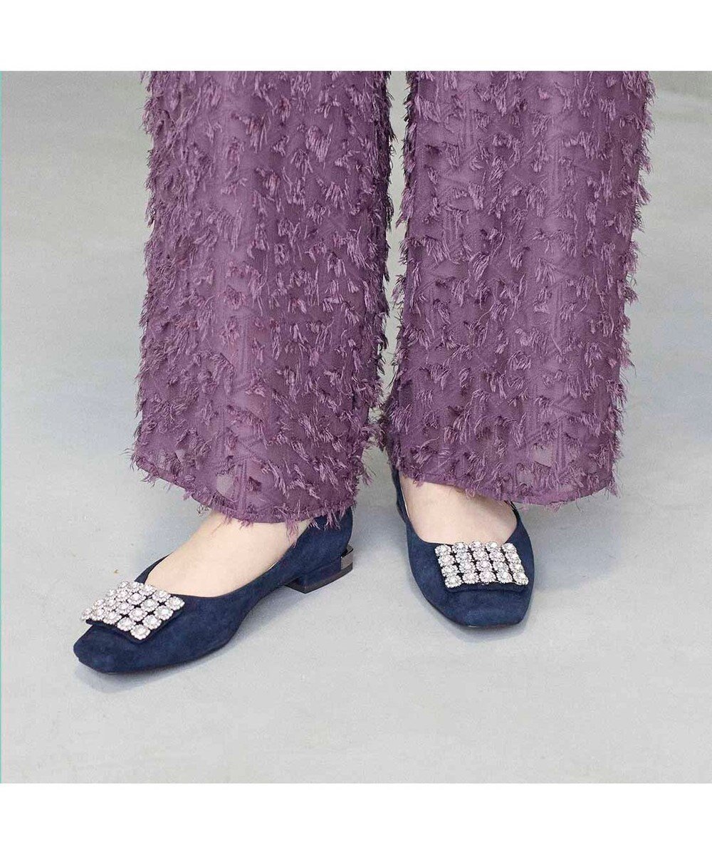 【モード エ ジャコモ/MODE ET JACOMO】のMODE ET JACOMO アシンメトリービジューフラットパンプス インテリア・キッズ・メンズ・レディースファッション・服の通販 founy(ファニー) 　ファッション　Fashion　レディースファッション　Fashion for Women　アクセサリー　Fashion Accessories　アシンメトリー　Asymmetrical Style　オケージョン　Occasion Wear　クール　Cool, Chic　シューズ　Shoes, Footwear　ビジュー　Bijou, Jewel-like Accent　フラット　Flat, Flat Shoes　ビジネス 仕事 通勤　Business / Work / Commuting　A/W・秋冬　Autumn/Winter　ネイビースエード|ID: prp329100004811100 ipo3291000000034921811