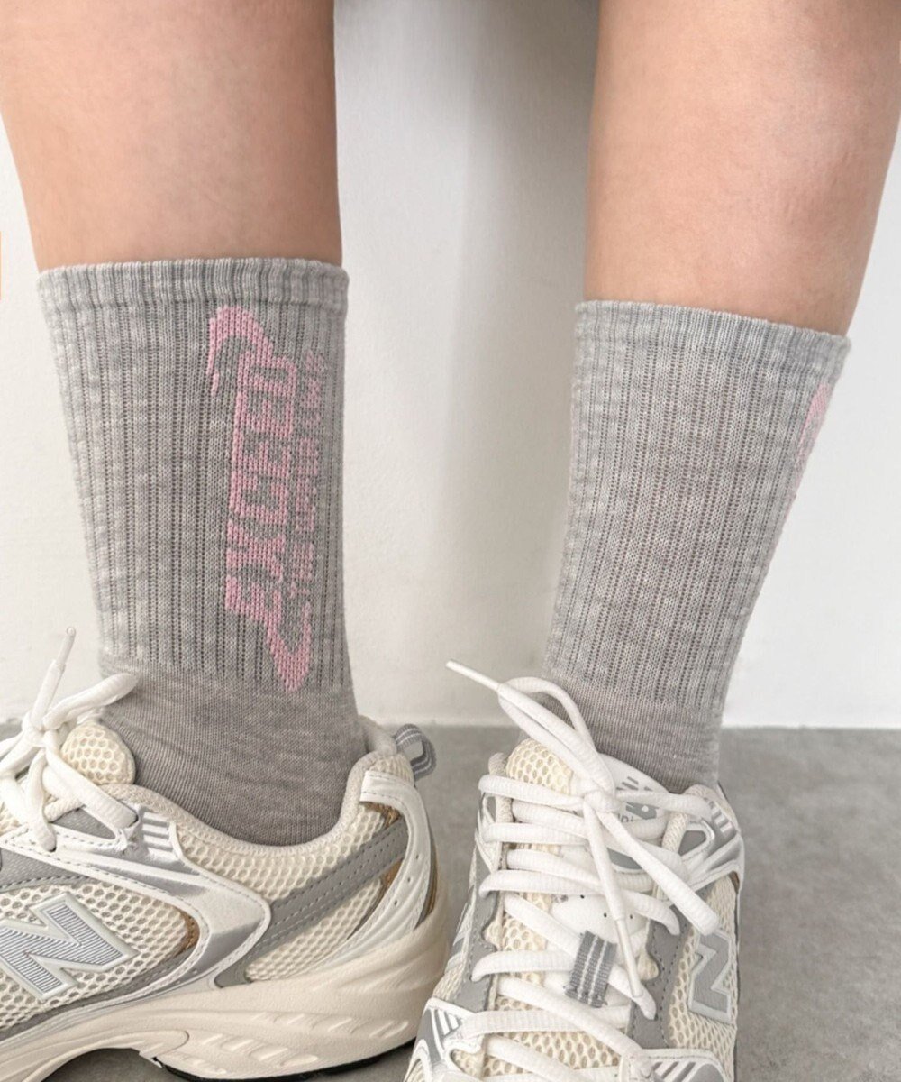 【ウィゴー/WEGO】のEXCEEDロゴリブソックス インテリア・キッズ・メンズ・レディースファッション・服の通販 founy(ファニー) 　ファッション　Fashion　レディースファッション　Fashion for Women　ソックス&靴下　Socks & Hosiery　レッグウェア・ストッキング　Legwear & Hosiery　シンプル　Simple, Minimal　スタイリッシュ　Stylish, Fashionable　スニーカー　Sneakers, Trainers　スマホ　Smartphone, Mobile Device　ソックス　Socks, Hosiery　ライトグレー|ID: prp329100004811205 ipo3291000000034922503