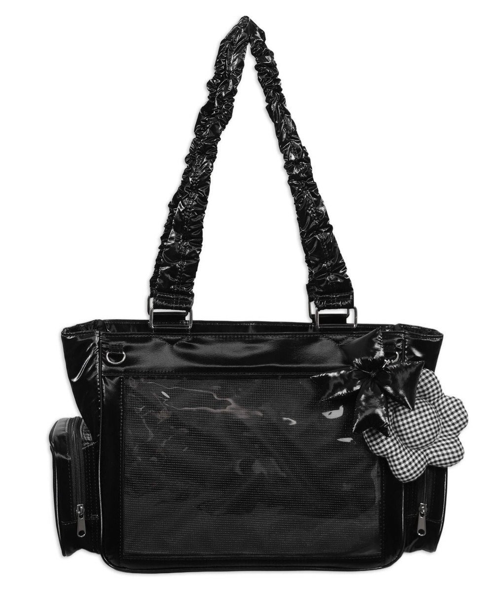 【ウィゴー/WEGO】の【痛バ&推し活グッズ】きらふわパフィ痛バッグS インテリア・キッズ・メンズ・レディースファッション・服の通販 founy(ファニー) 　ファッション　Fashion　レディースファッション　Fashion for Women　バッグ　Bags　春　Spring　ギャザー　Gathered, Ruffled　ギンガム　Gingham, Gingham Fabric　シャイニー　Shiny, Glossy Finish　スマホ　Smartphone, Mobile Device　チャーム　Charm, Pendant　フラワー　Flower, Floral　ポケット　Pocket, Pocket Detail　メッシュ　Mesh, Net Fabric　冬　Winter / This Winter　2025年　2025　2025-2026秋冬・A/W　Autumn/Winter 2025–26 AW25–26　ブラック|ID: prp329100004811210 ipo3291000000034922533