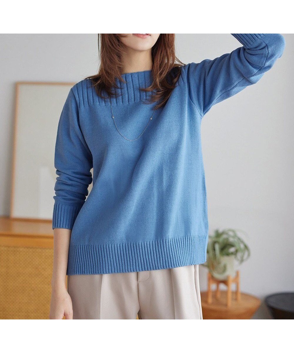 【ティアクラッセ/Tiaclasse】の綿混リブ使いボートネックニットプルオーバー インテリア・キッズ・メンズ・レディースファッション・服の通販 founy(ファニー) ファッション Fashion レディースファッション Fashion for Women トップス・カットソー Cut & Sew Tops ニット Knit Tops & Sweaters カジュアルプルオーバー・ニットトップス Pullovers & Knit Tops / Casual Pullovers ウォッシャブル Machine Washable 春 Spring 洗える Machine Washable 秋 Autumn ショート Short, Short Length シンプル Simple, Minimal ストレート Straight, Straight Cut スリット Slit, Slit Detail セーター Sweater, Knitwear 長袖 Long Sleeve, Full Sleeve ポケット Pocket, Pocket Detail ワイドリブ Wide Rib, Wide Ribbed Knit 冬 Winter / This Winter A/W・秋冬 Autumn/Winter エレガント 上品 Elegant ブルー|ID: prp329100004811212 ipo3291000000034922538