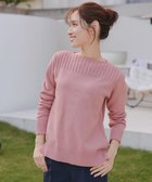 【ティアクラッセ/Tiaclasse】の綿混リブ使いボートネックニットプルオーバー ピンク|ID: prp329100004811212 ipo3291000000035699348