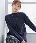 【ティアクラッセ/Tiaclasse】の綿混リブ使いボートネックニットプルオーバー ネイビー|ID: prp329100004811212 ipo3291000000035699350