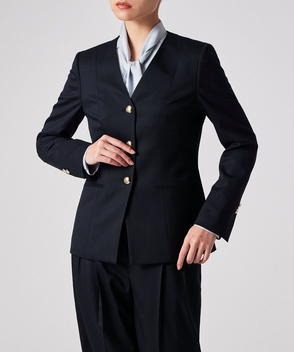 【ポール スミス/Paul Smith】のトラベル ノーカラー ジャケット インテリア・キッズ・メンズ・レディースファッション・服の通販 founy(ファニー) 　ファッション　Fashion　レディースファッション　Fashion for Women　アウター　Coat / Outerwear Collection　レディースジャケット・軽アウター　Jackets　ノーカラージャケット / シンプル上品コーデ　Collarless Jackets　おすすめ　Recommended / Our Picks　インナー　Innerwear　エレガント 上品　Elegant　クラシック　Classic, Timeless Style　ジャケット　Jacket, Outerwear　スーツ　Suit, Formalwear　セットアップ　Set-Up, Coordinated Outfit　トラベル　Travel, Travel Gear　ハイネック　High Neck, Mock Neck　フェミニン　Feminine, Girly　フロント　Front, Front Design　夏　Summer　S/S・春夏　SS, Spring/Summer, Warm Season　A/W・秋冬　Autumn/Winter　ネイビー|ID: prp329100004811213 ipo3291000000034922543